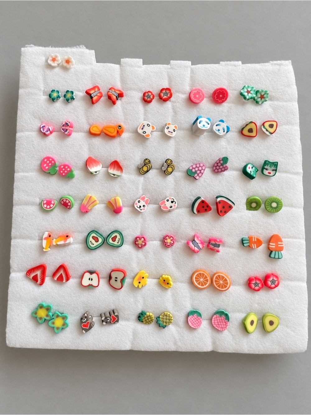 Colourful Novelty Stud Earring Lot Fruit Flowers Animals Clear Posts No Backs